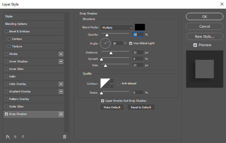 Drop Shadow Settings 01